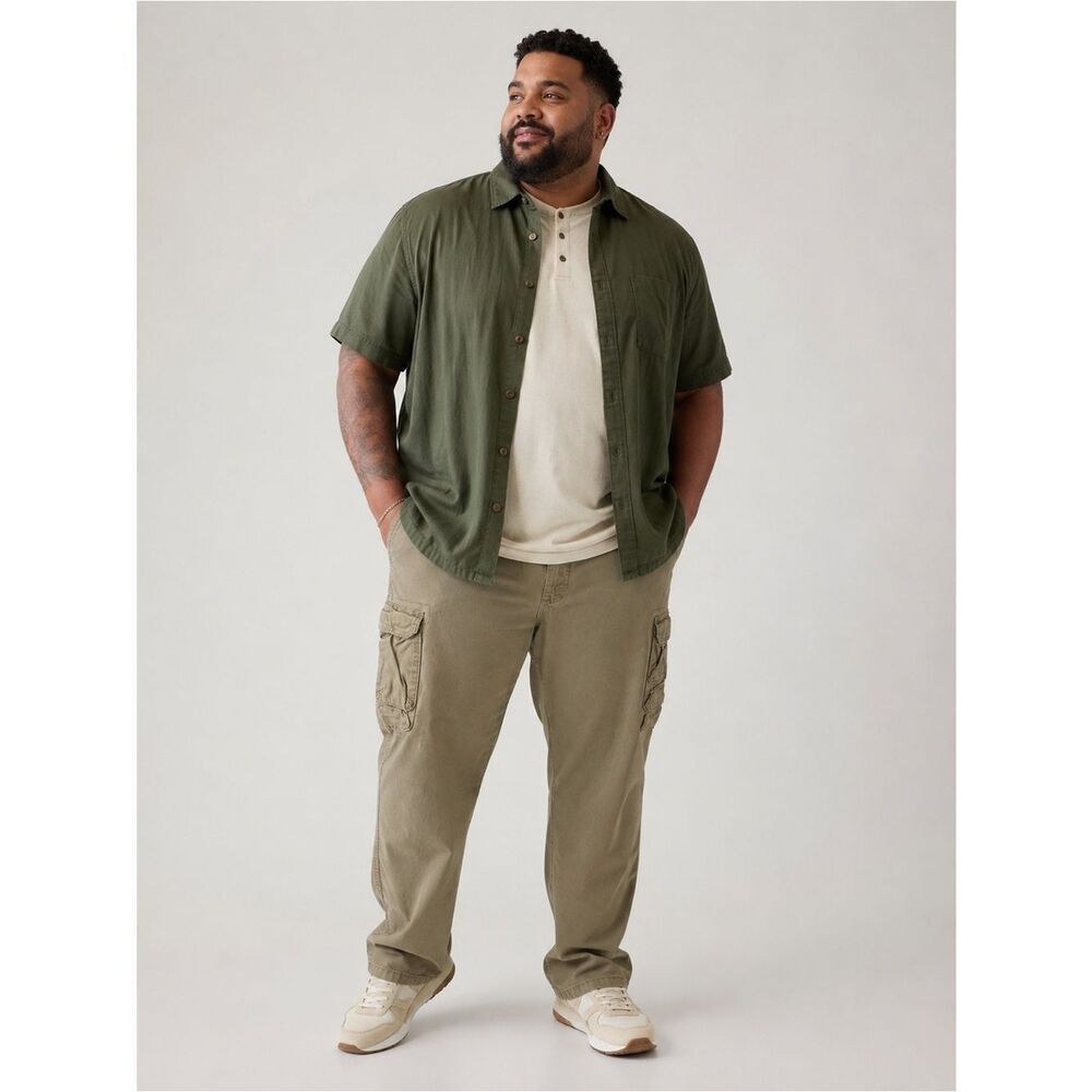Wrangler Solid Tan Beige Cargo Pants Cotton Casual Denim Size 46 x 30